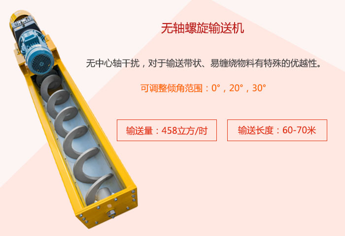 采用無(wú)軸設(shè)計(jì)，適合輸送粘性強(qiáng)、易堵塞的物料
