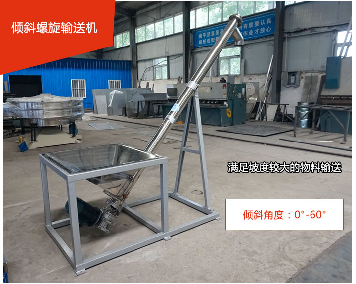 傾斜螺旋輸送機(jī)可用于60°范圍內(nèi)輸送散狀物料、不回流